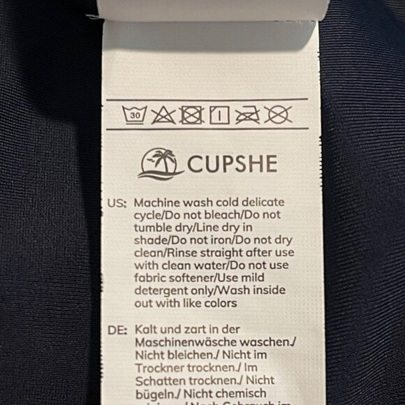 CUPSHE Plus Size 1X Navy Blue V-Neck One Piece Swimsuit Tummy Control Women - Picture 8 of 9